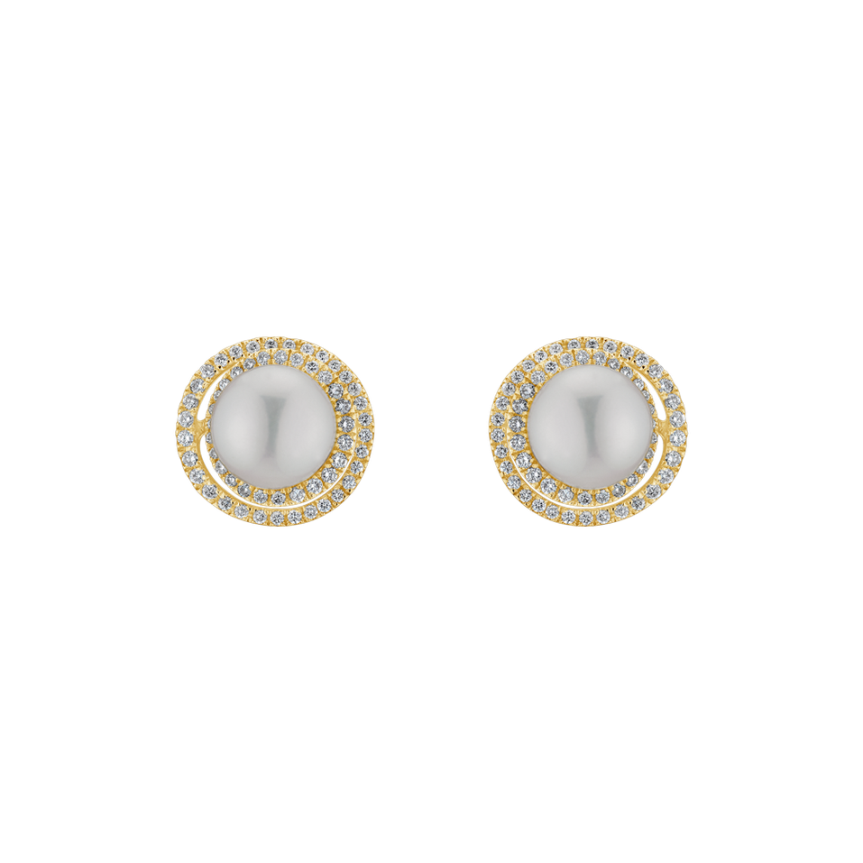 Diamond earrings with Pearl Eyes of the Ocean