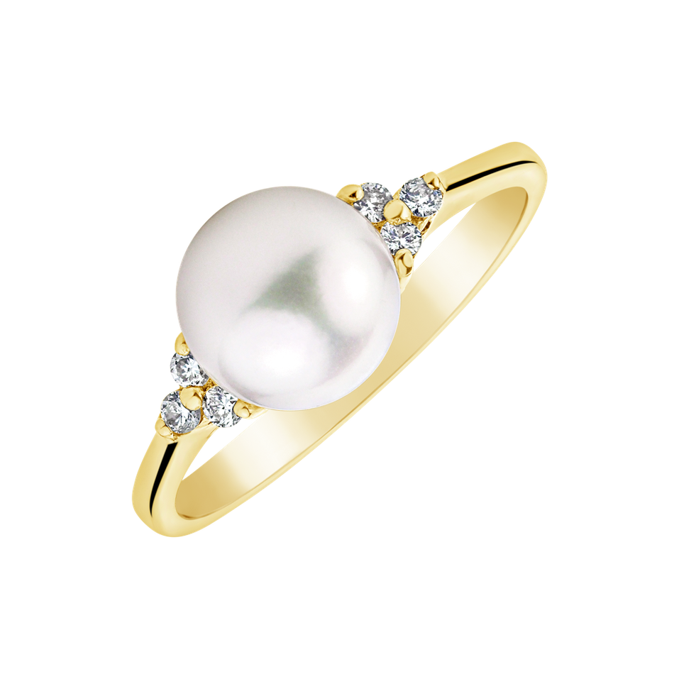 Diamond ring with Pearl Pacific Romance