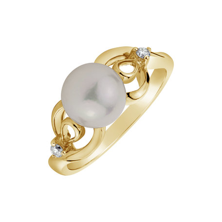 Diamond ring with Pearl Caribbean Romance