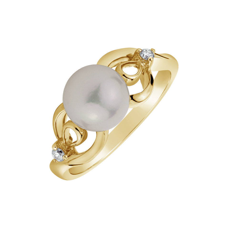 Diamond ring with Pearl Caribbean Romance