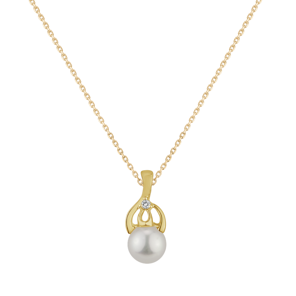 Diamond pendant with Pearl Eudora