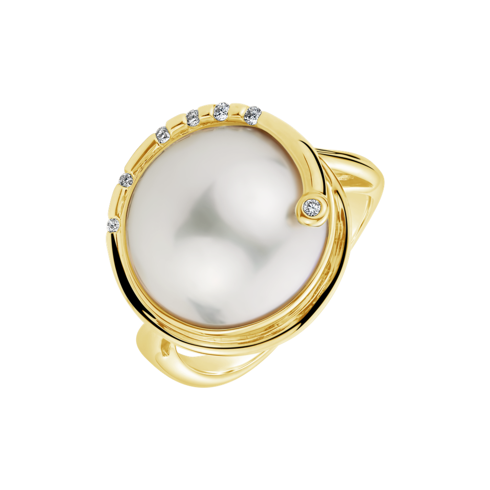 Diamond ring with Pearl Miraculous pearl