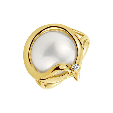 Diamond ring with Pearl Caulerpa Pearl