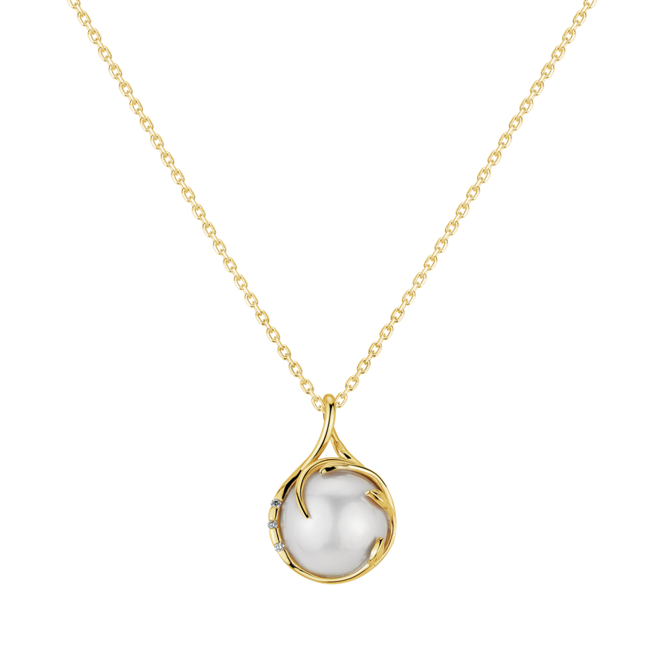 Diamond pendant with Pearl Mira