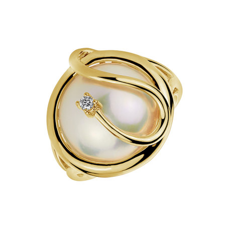 Diamond ring with Pearl Nautical Harmony