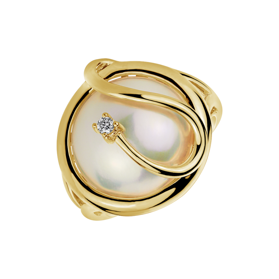 Diamond ring with Pearl Nautical Harmony