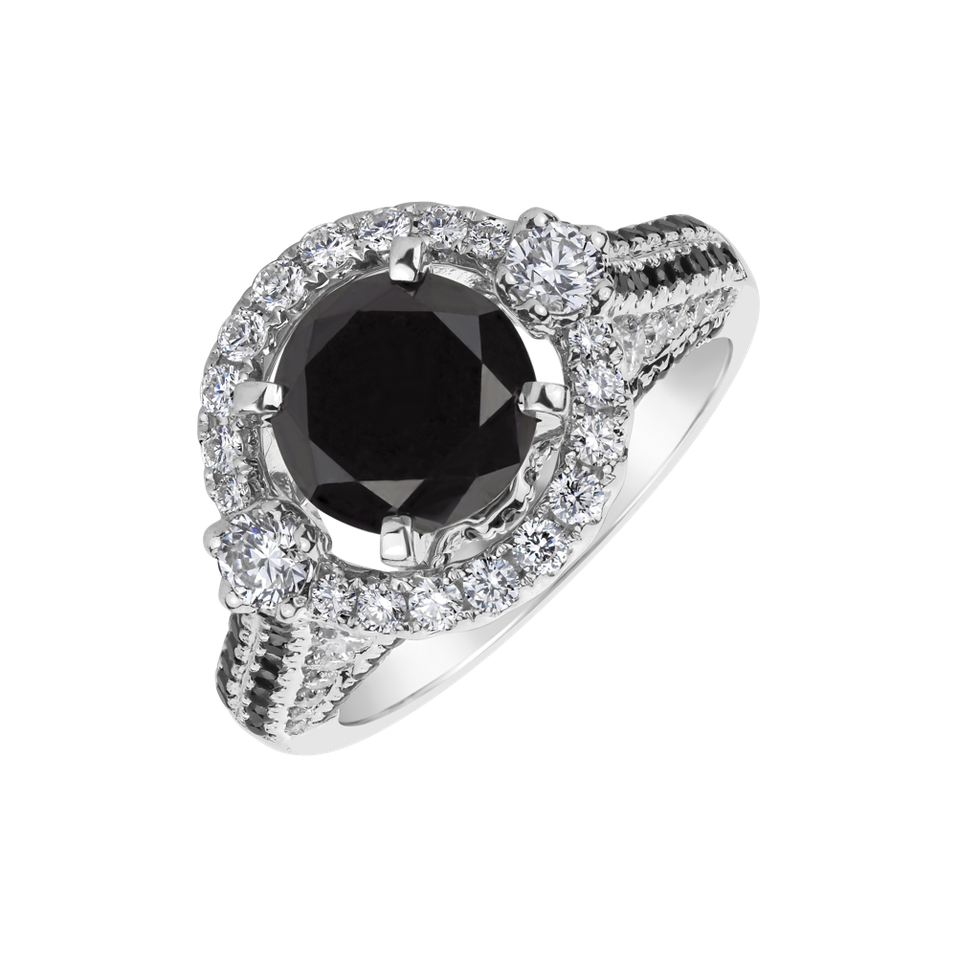 Ring with black and white diamonds Giulia