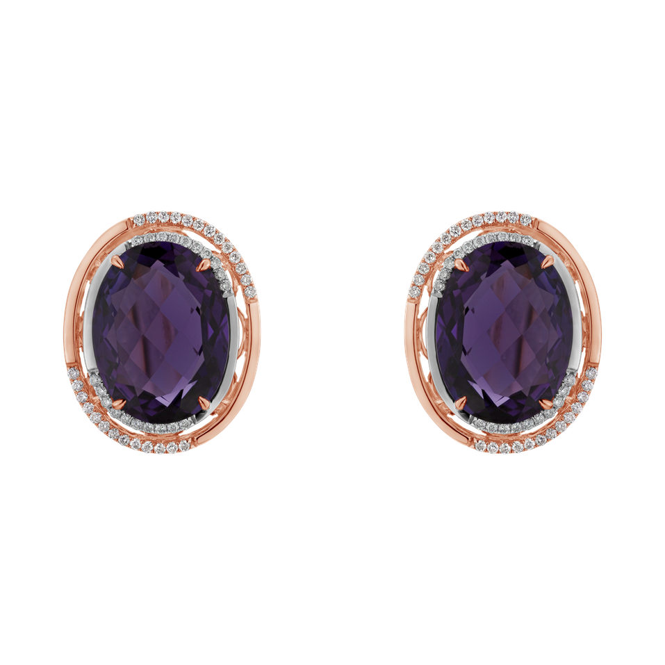 Diamond earrings with Amethyst Velonara