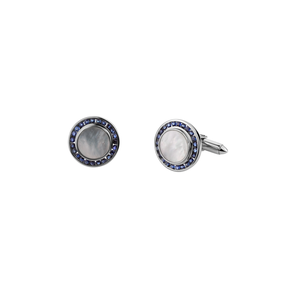 Cufflinks with Mother of Pearl and Sapphire Gloomy Ice