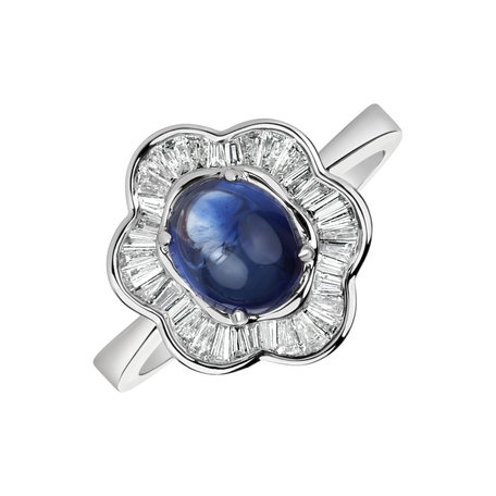 Diamond ring with Sapphire Blooming Sapphire