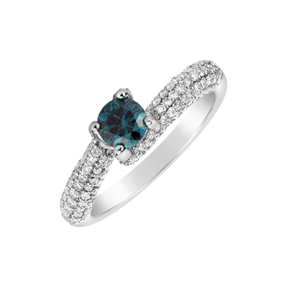 Ring with blue diamonds and white diamonds Suzette