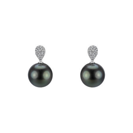 Diamond earrings with Pearl Asterodie