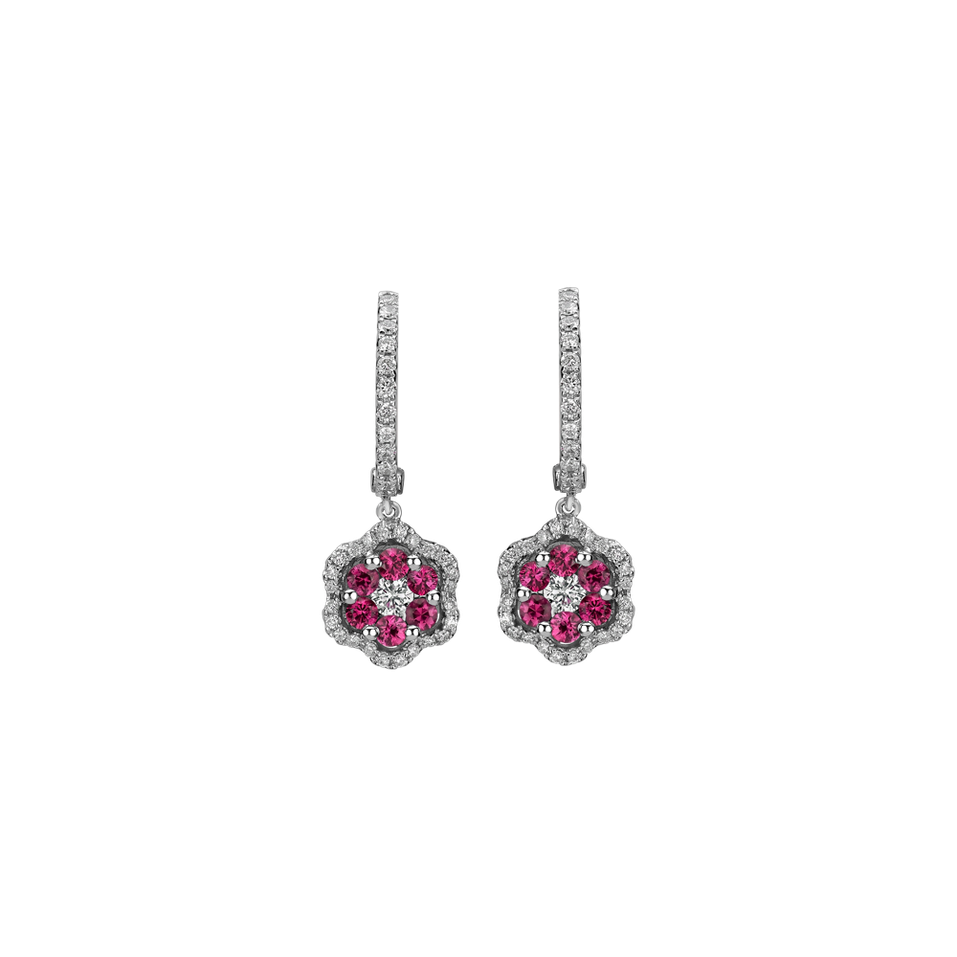 Diamond earrings and Ruby Blooming Jewellery