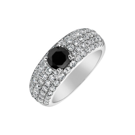 Ring with black and white diamonds Lourdes