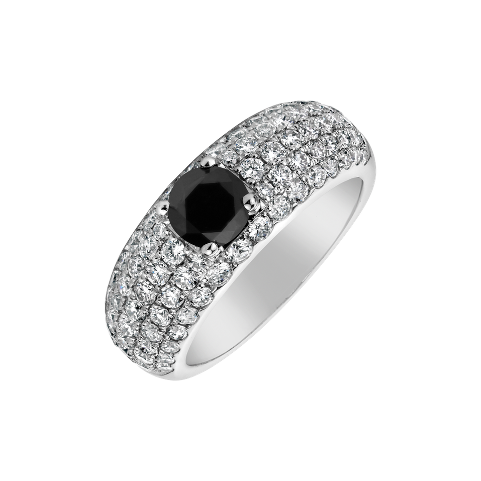 Ring with black and white diamonds Lourdes