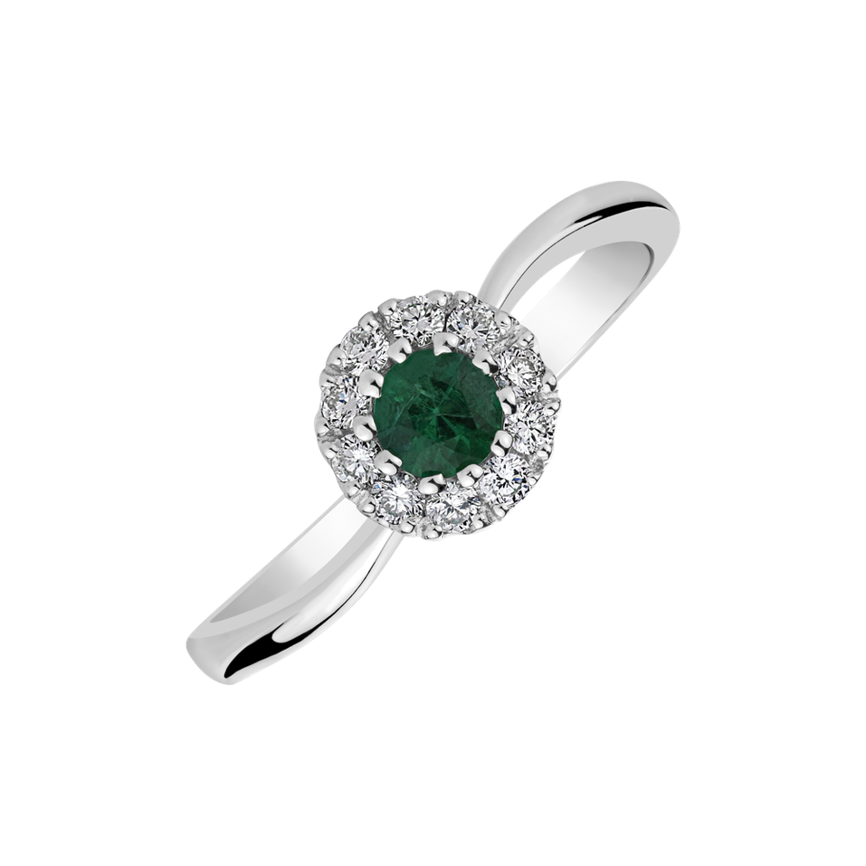 Diamond ring with Emerald Ravenna