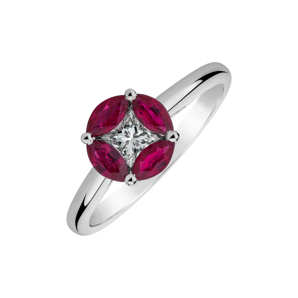 Diamond ring with Ruby Princess Passion