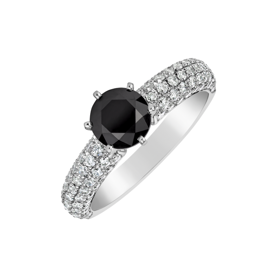 Ring with black and white diamonds Lucia