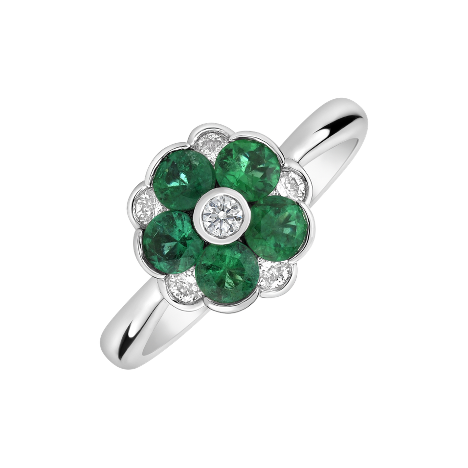 Diamond ring with Emerald Aviana