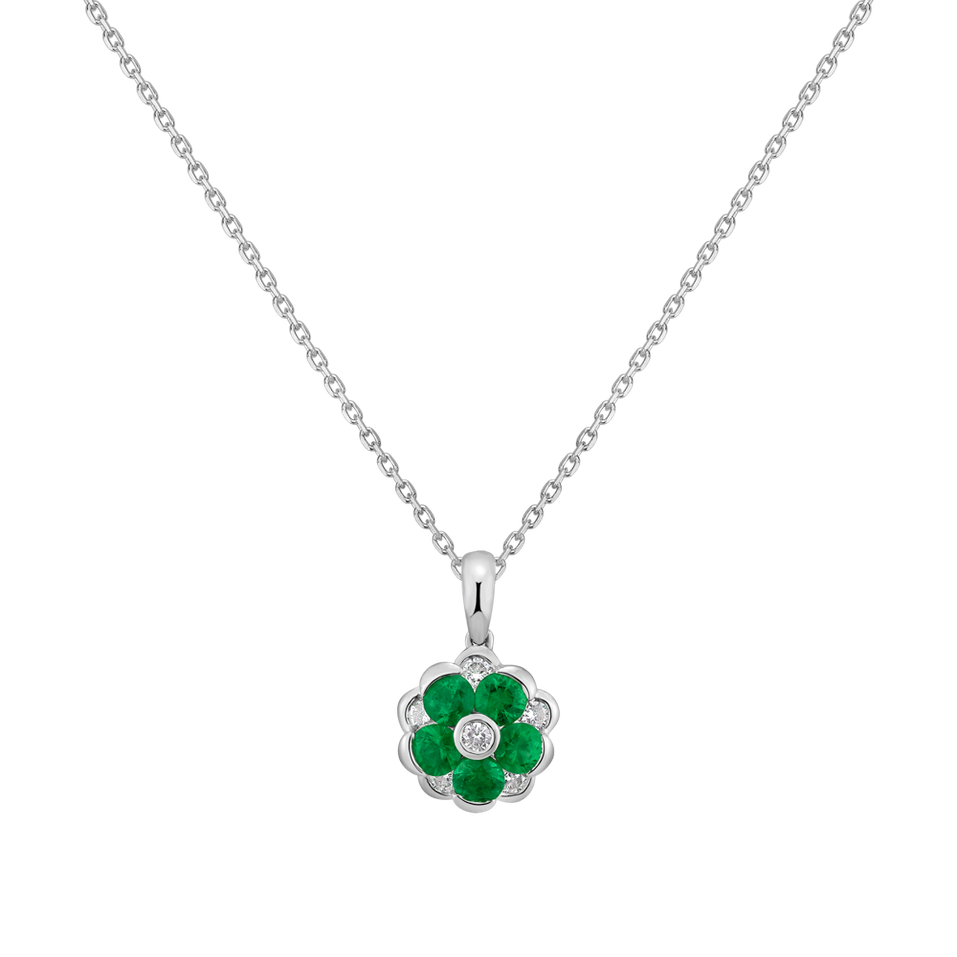 Diamond pendant with Emerald Amina