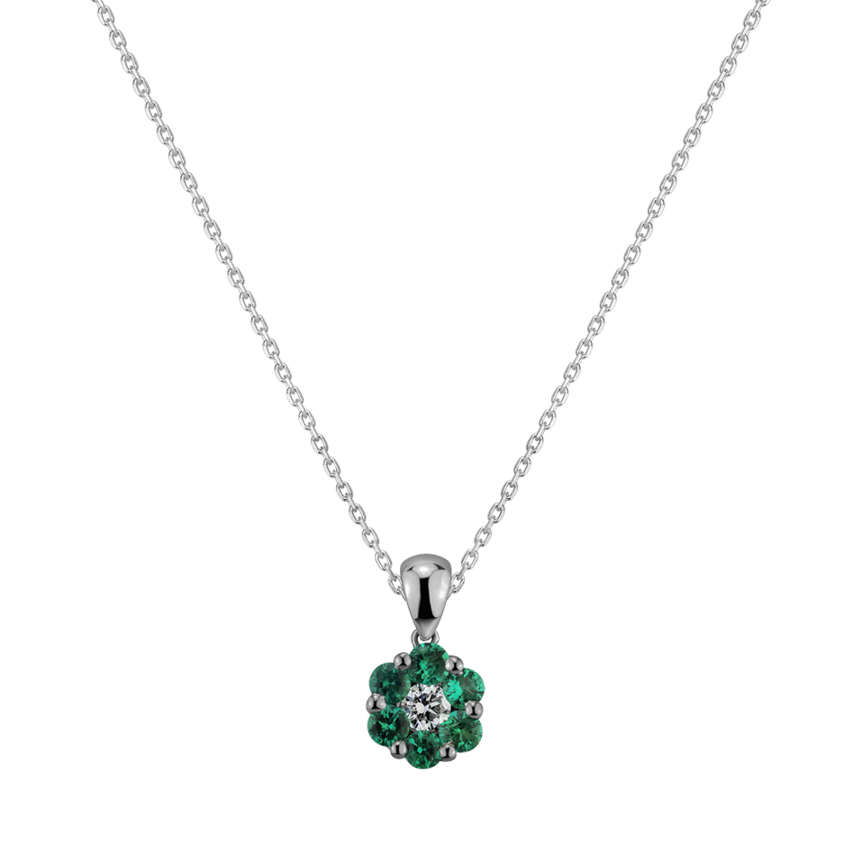 Diamond pendant with Emerald Fancy Daisy