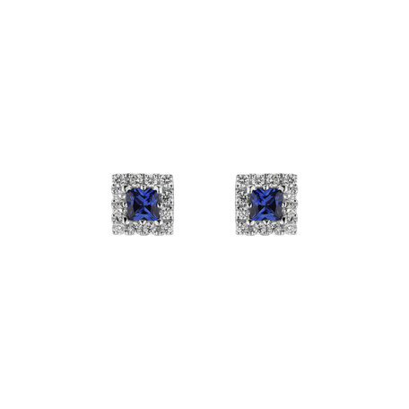 Diamond earrings with Sapphire Royal Squares