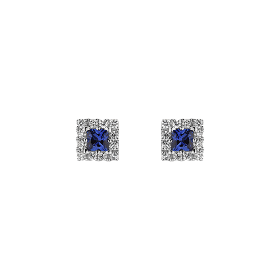 Diamond earrings with Sapphire Royal Squares