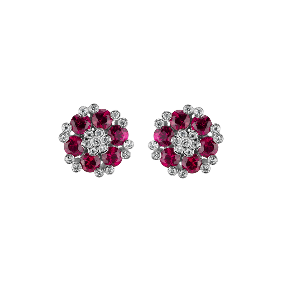 Diamond earrings with Ruby The Ruby Garden