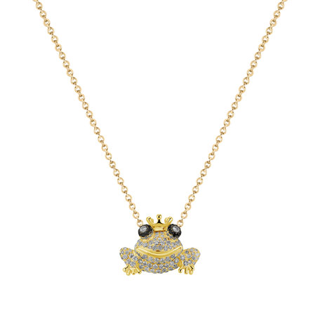 Necklace with black and white diamonds Royal Frog