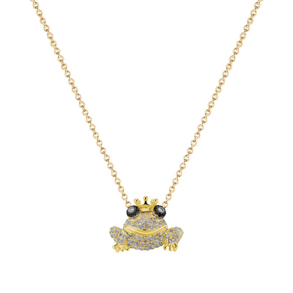 Necklace with black and white diamonds Royal Frog