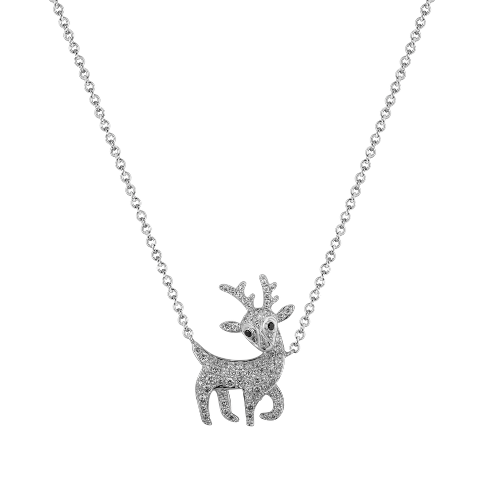 Necklace with black and white diamonds Magical Deer