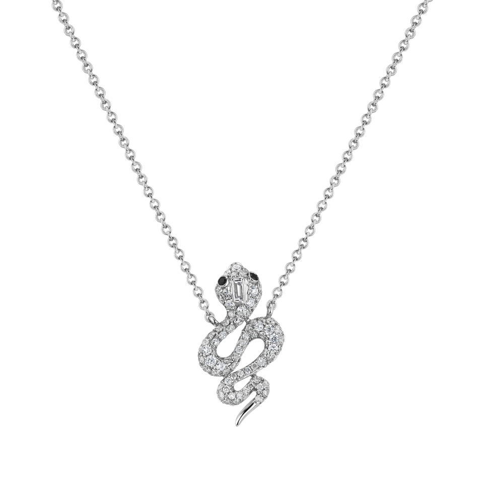 Necklace with black and white diamonds Snake of Eden