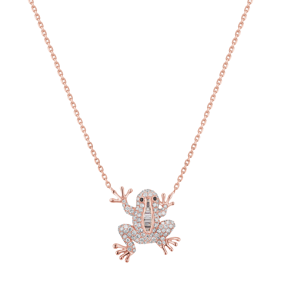 Necklace with black and white diamonds Magic Frog