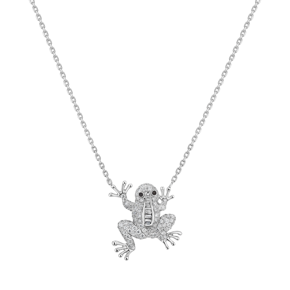 Necklace with black and white diamonds Magic Frog