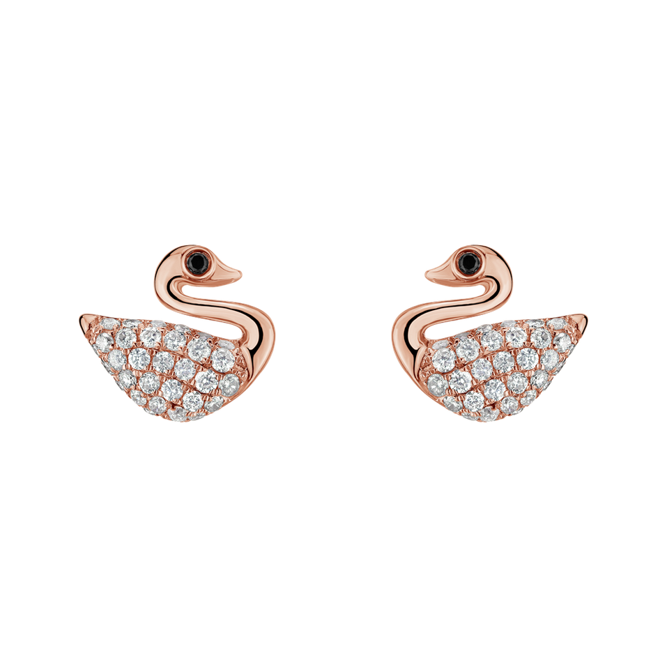 Earrings with black and white diamonds Noble Swans