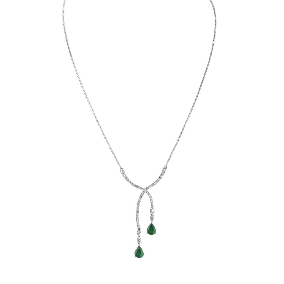 Diamond necklace with Emerald Emerald Tear