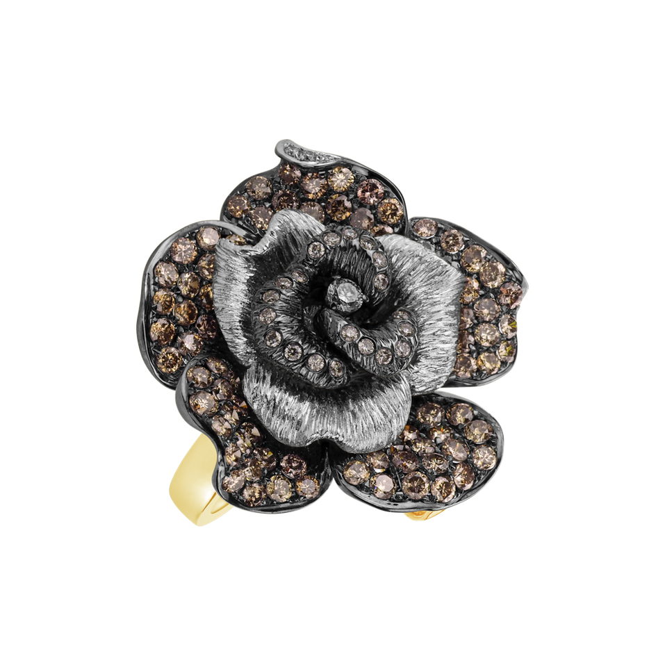 Ring with brown and white diamonds Lucinea