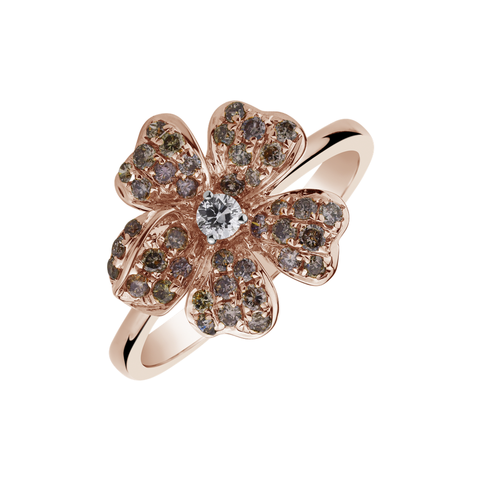 Ring with brown and white diamonds Fabulous Treasure