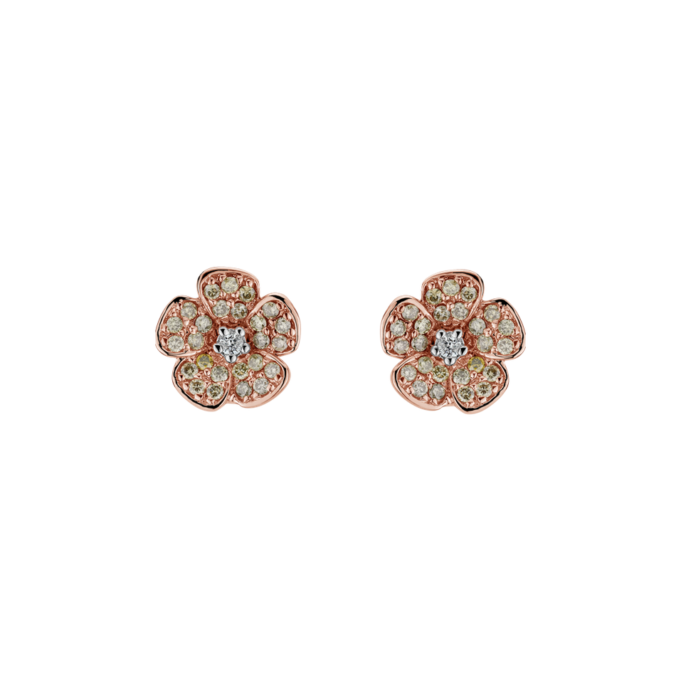 Earrings with brown and white diamonds Radiant Rose