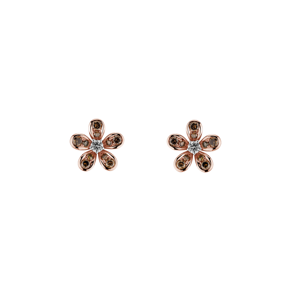 Earrings with brown and white diamonds Lovely Blossom