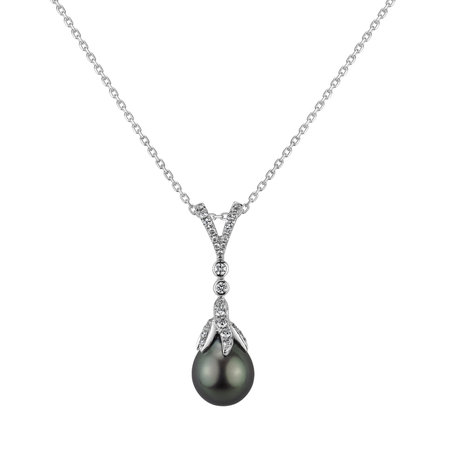 Diamond pendant with Pearl Elinoire