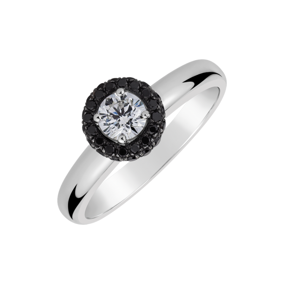 Ring with black and white diamonds Light in Darkness