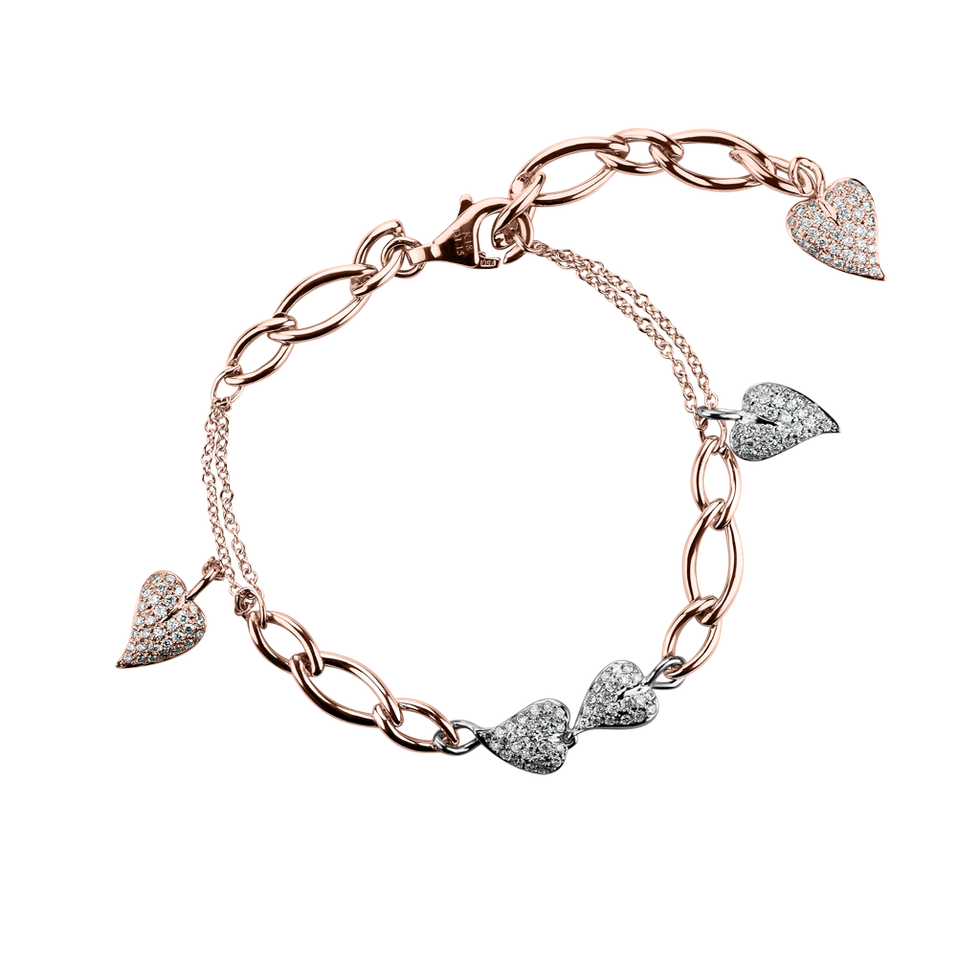 Bracelet with diamonds Falling Hearts