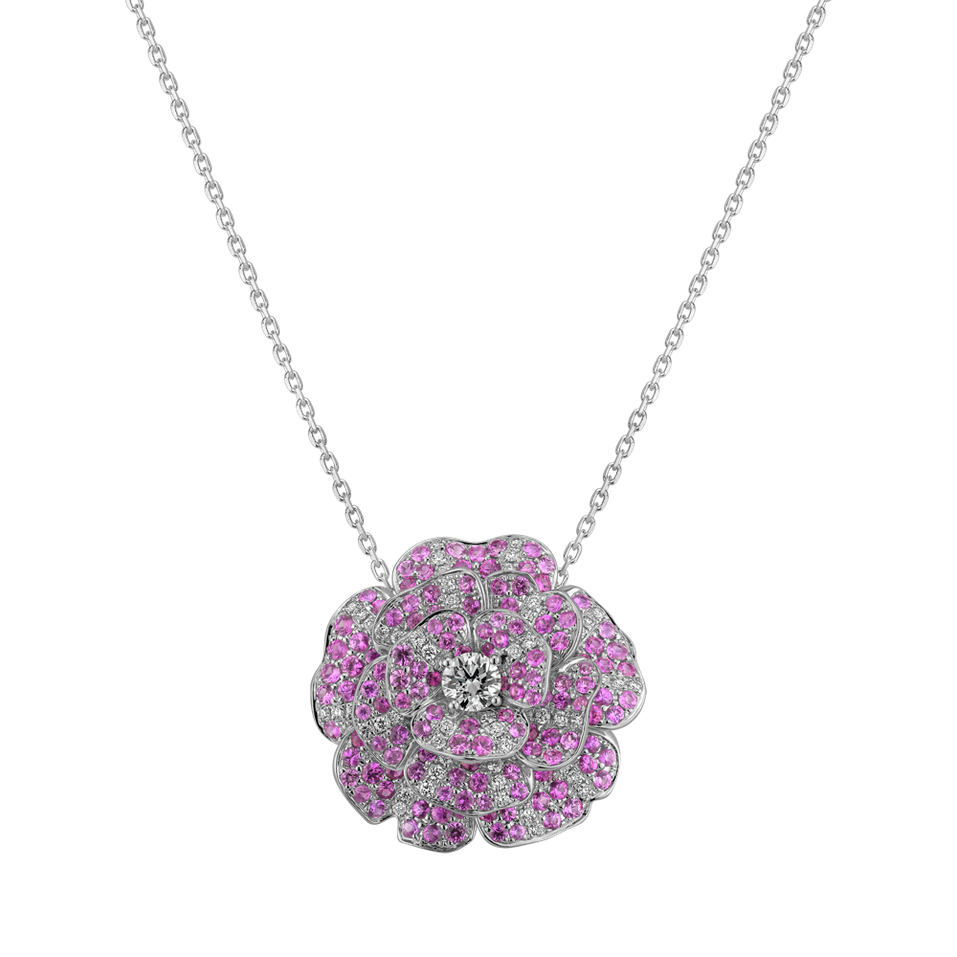 Diamond pendant with Sapphire Pink Fleur