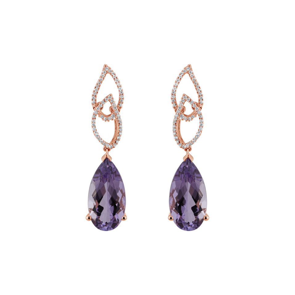 Diamond earrings with Amethyst Fairyland Castle