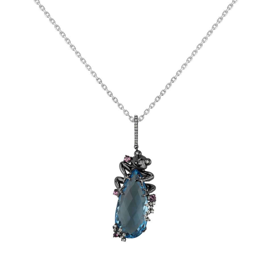 Diamond pendant with Topaz and Tourmalíne Alix