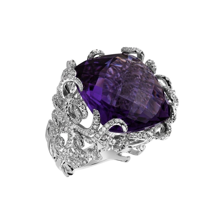 Diamond rings with Amethyst Delicia