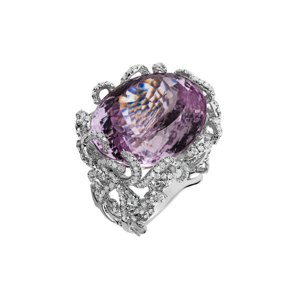 Diamond ring with Kunzite Perfect Illusion