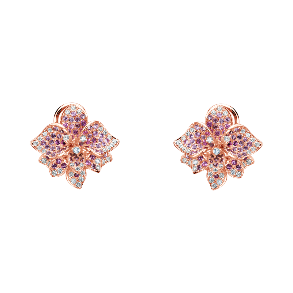 Diamond earrings with Sapphire Flowering Sapphire