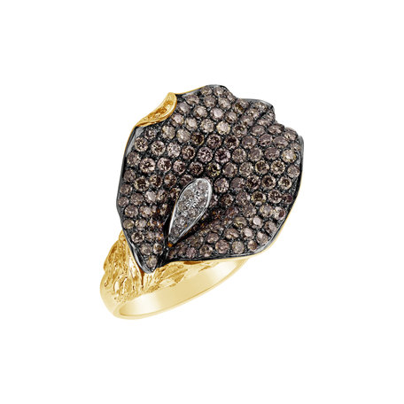 Ring with white and brown diamonds Lady Dream